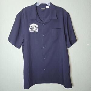 Disney Parks Cast Member Navy Blue Button Up Shirt Animal Kingdom Embroidered XL